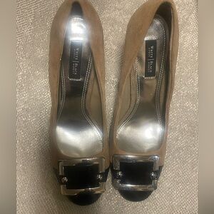 White House Black Market Brown Heels with Black Buckle